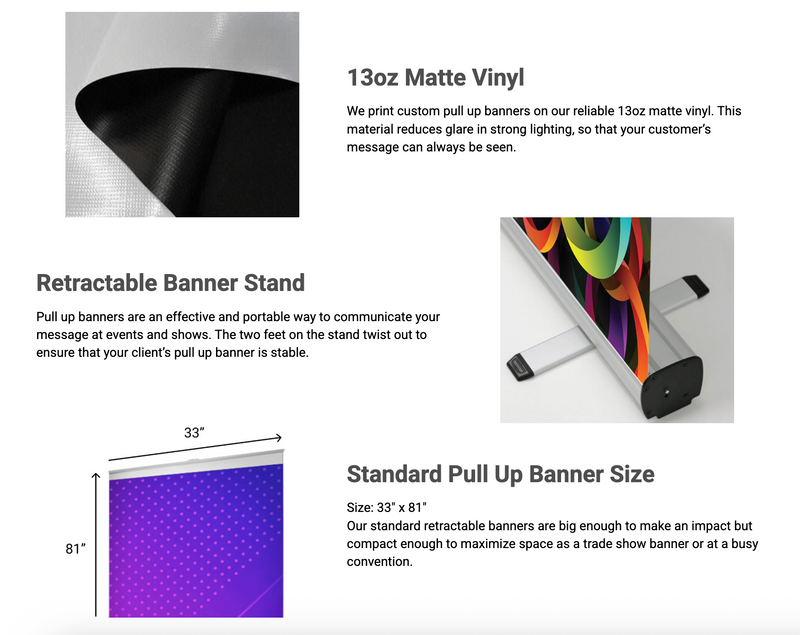 Pull Up Banner (33" x 81") | Matte Vinyl
